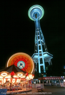 Space Needle and Ferris Wheel